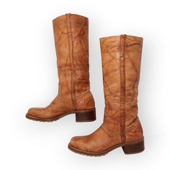 8.5 Frye Campus Stitching Horse Cowboy Boots Saddle Knee-High LugSole Western - Picture 4 of 16